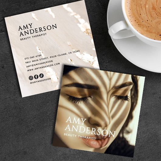 Klassisches Elegantes Modernes Luxus Gold Foil Fot Quadratische Visitenkarte