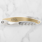 Klassisches elegantes Monogramm 3 Buchstaben, gold Kellnermesser (Vorderseite)