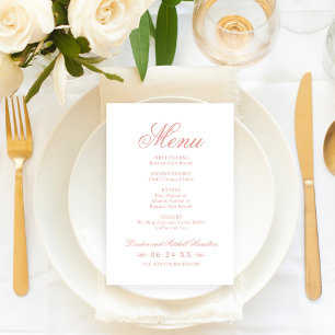 Klassisches Elegantes Roségold Hochzeitsmonogramm Menükarte
