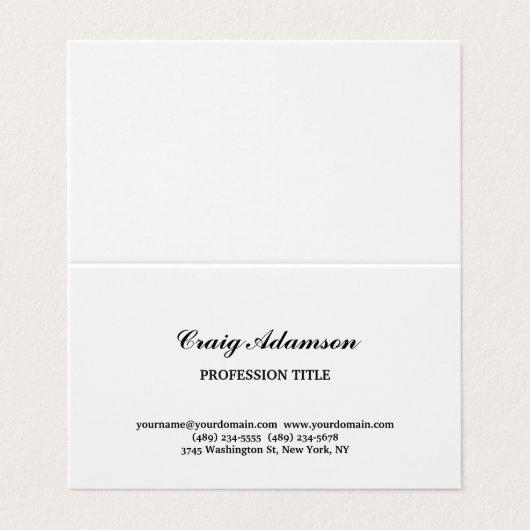 Klassisches Elegantes Schlicht Einfaches Minimalis Visitenkarten (Außenseite Aufgefaltet)
