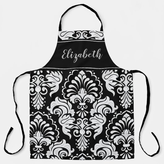 Klassisches elegantes Schwarz-Weiß-Design Schürze (Vorderseite)
