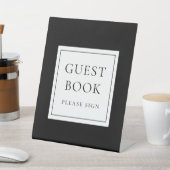 Klassisches elegantes Schwarz-Weiß-Gästebuch Sockelschild (In SItu)