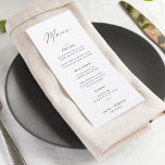 Klassisches elegantes Schwarz-Weiß-Menü Menükarte<br><div class="desc">Dieses klassische,  einfache Hochzeitsmenü wird Ihrer Dekoration auf der Hochzeitsfeier eine Touch Eleganz verleihen. Alle Texte sind editierbar,  klicken Sie einfach auf 'Diese Vorlage personalisieren'. Entsprechende Artikel wie das Einladungspaket für Hochzeiten sind ebenfalls verfügbar.</div>