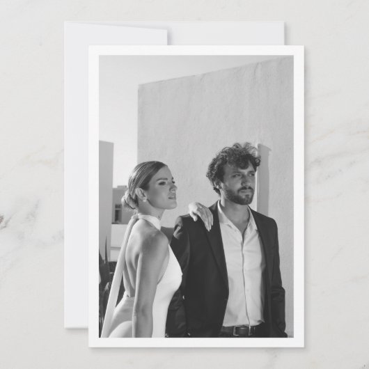 Klassisches elegantes Schwarz-Weiß-Minimalistische Einladung (Rückseite)