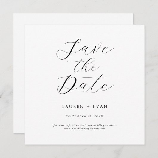 Klassisches Elegantes Schwarz-Weiß-Quadrat Save th (Vorne/Hinten)