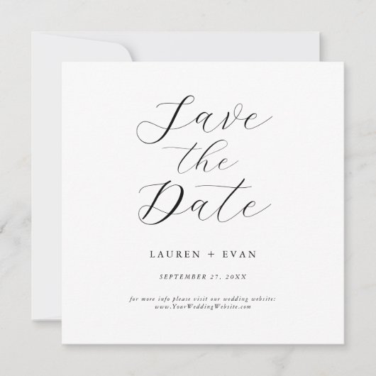 Klassisches Elegantes Schwarz-Weiß-Quadrat Save th (Vorderseite)