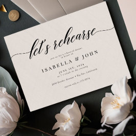 Klassisches, elegantes Script-Hochzeit-Probe-Dinne Einladung