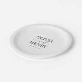 Klassisches, elegantes Script-Hochzeit-Probe-Dinne Pappteller (Schrägansicht)