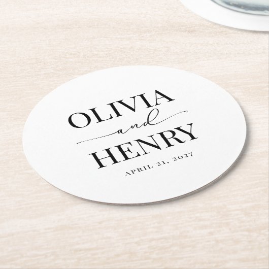 Klassisches, elegantes Script-Hochzeit-Probe-Dinne Runder Pappuntersetzer (Angewinkelt)