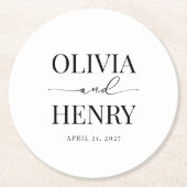 Klassisches, elegantes Script-Hochzeit-Probe-Dinne Runder Pappuntersetzer (Vorderseite)
