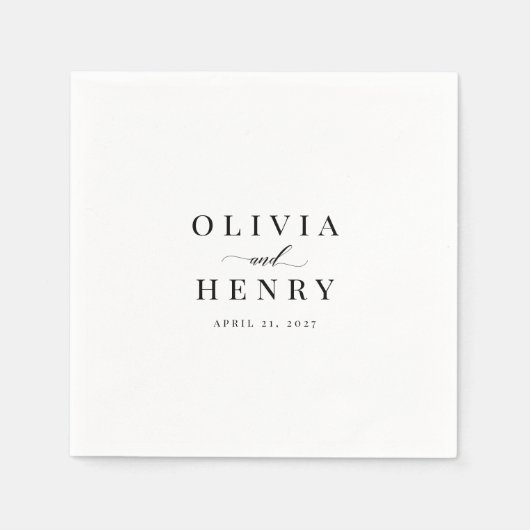 Klassisches, elegantes Script-Hochzeit-Probe-Dinne Serviette (Vorderseite)