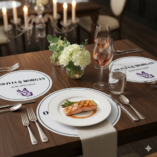 Klassisches elegantes Skript Hochzeitsprobe Papier Rechteckiger Pappuntersetzer