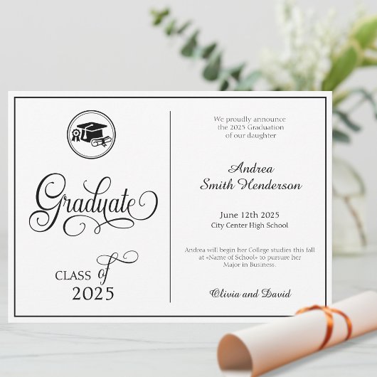 Klassisches Elegantes Skript Kein Foto Abschluss Ankündigung