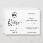 Klassisches Elegantes Skript Kein Foto Abschluss Ankündigung (Vorderseite)