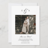 Klassisches Elegantes Skript Monogramm Zweiseitige Save The Date (Rückseite)