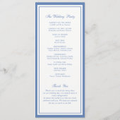 Klassisches Elegantes Staubblaues Hochzeitsprogram Programm (Rückseite)