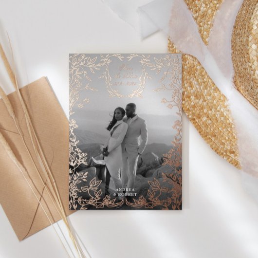 Klassisches Elegantes Wappen Save the Date Rose Go Folieneinladung