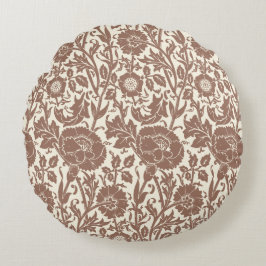 Klassisches elegantes, weich-braunes Blumenmuster Rundes Kissen