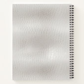 Klassisches Elegantes Weißes Leder Mit Monogramm Notizblock (Rückseite)