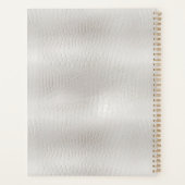 Klassisches Elegantes Weißes Leder Mit Monogramm Planer (Rückseite)