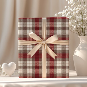 Klassisches Elfenbein-Braun-Rostrot-Karomuster Geschenkpapier