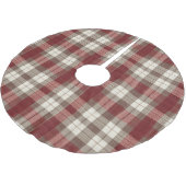 Klassisches Elfenbein-Braun-Rostrot-Karomuster Polyester Weihnachtsbaumdecke (Schrägansicht)