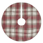 Klassisches Elfenbein-Braun-Rostrot-Karomuster Polyester Weihnachtsbaumdecke (Vorderseite)