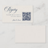 Klassisches Elfenbein-Navy-Blue-QR-Code-Hochzeitsr Begleitkarte (Vorne/Hinten)