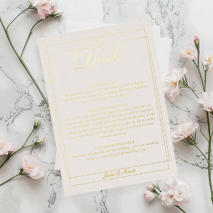 Klassisches Elfenbein-Rand-Hochzeitstisch-Nummerns Folieneinladung