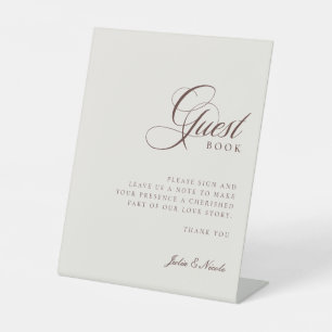 Klassisches Elfenbeinbraunes Gästebuch-Hochzeitssc Sockelschild