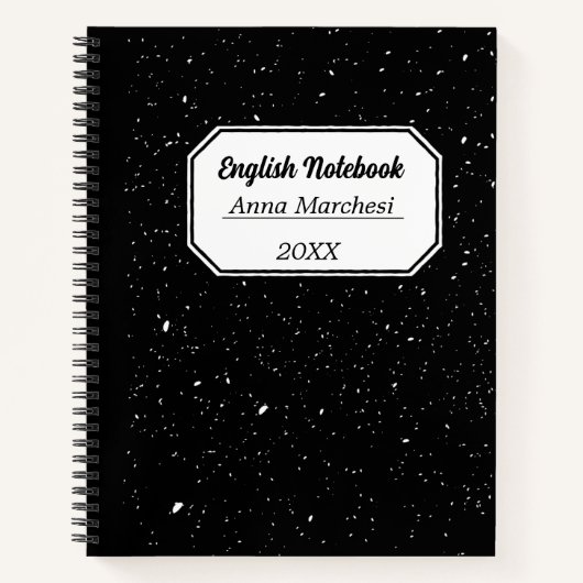 Klassisches Englisch in Schwarz und Weiß Notizblock (Vorderseite)