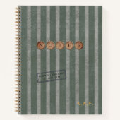 Klassisches Erbe-Sage-gestreiftes Monogramm Notizblock (Vorderseite)