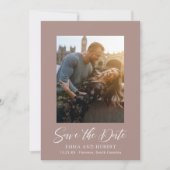 Klassisches erdneutrales Foto Elegante Hochzeit Save The Date (Vorderseite)