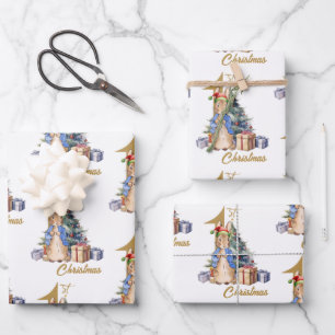 Klassisches erstes Weihnachten des Hasen Geschenkpapier Set