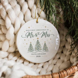 Klassisches erstes Weihnachten Herr und Frau Keramik Ornament