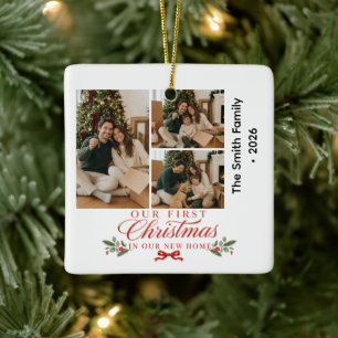 Klassisches erstes Weihnachten im neuen Zuhause Fo Keramikornament
