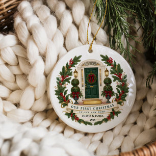 Klassisches erstes Weihnachten im neuen Zuhause Keramik Ornament