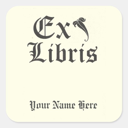 Klassisches Ex Libris Buchzeichen Quadratischer Aufkleber (Vorderseite)