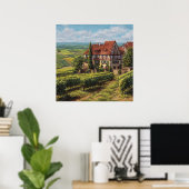 Klassisches Fachwerk Haus & Sunny Vineyards Poster (Heimbüro)