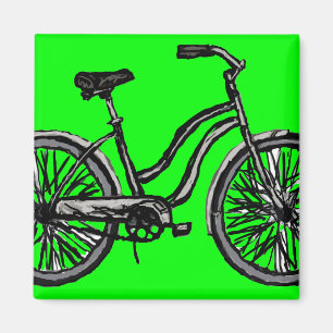 Klassisches Fahrrad, Linie, die Produkte zeichnet Magnet