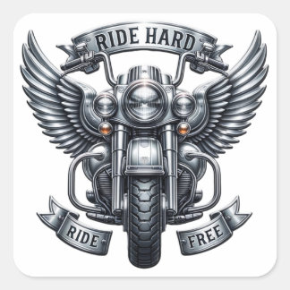 Klassisches Fahrraddesign mit Wings & Words Quadratischer Aufkleber