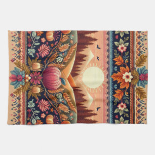 Klassisches Fair Isle Herbst Geschirrtuch