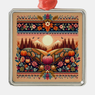 Klassisches Fair Isle Herbst Ornament Aus Metall