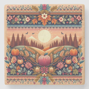 Klassisches Fair Isle Herbst Steinuntersetzer