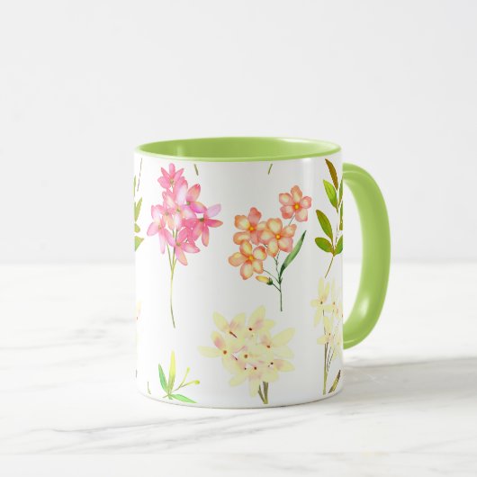 KLASSISCHES FARBENFARBENES BLUMENPATTER TASSE (VorderseiteRechts)