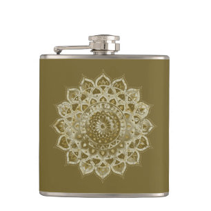 Klassisches farbenfrohes Mandala im indischen Stil Flachmann