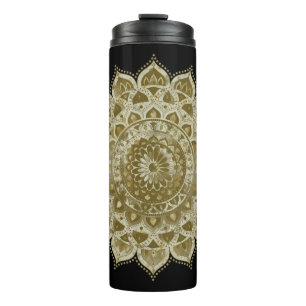 Klassisches farbenfrohes Mandala im indischen Stil Thermosbecher