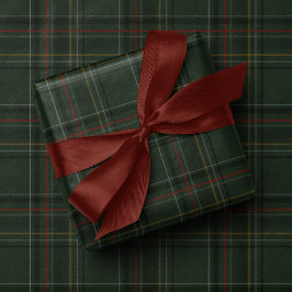 Klassisches Feiertags-Karo-Jägergrün-Weihnachten Geschenkpapier