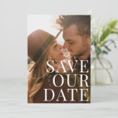 Klassisches feines weißes Multi-Foto kundenspezifi Save The Date (Stehend Vorderseite)