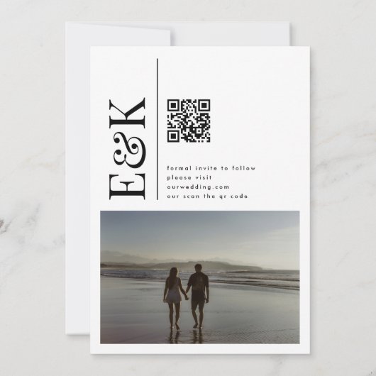 Klassisches feines weißes Multi-Foto kundenspezifi Save The Date (Rückseite)